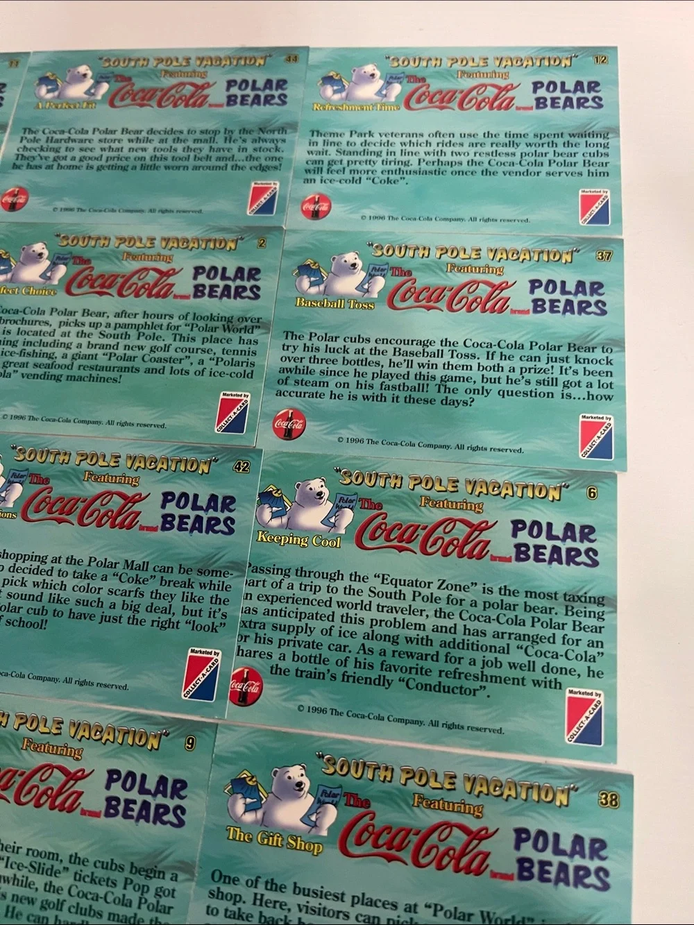 1996 South Pole Vacation Coca Cola Polar Bears Trading Cards (15) - Lot #1